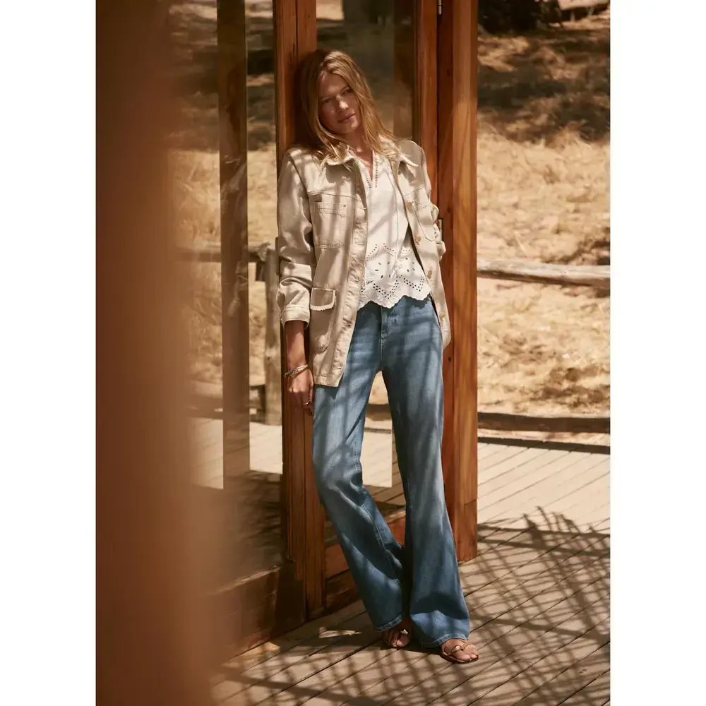 Mint Velvet Neutral Washed Lace Trim Shacket